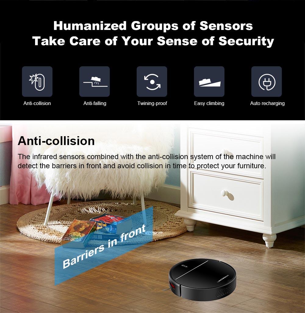 Refurbished Liectroux M7S Pro Robot Vacuum Cleaner Sweeping Vacuuming Mopping Integrated  2D Map Navigation, 4400mAh Battery, Run 110mins - Black