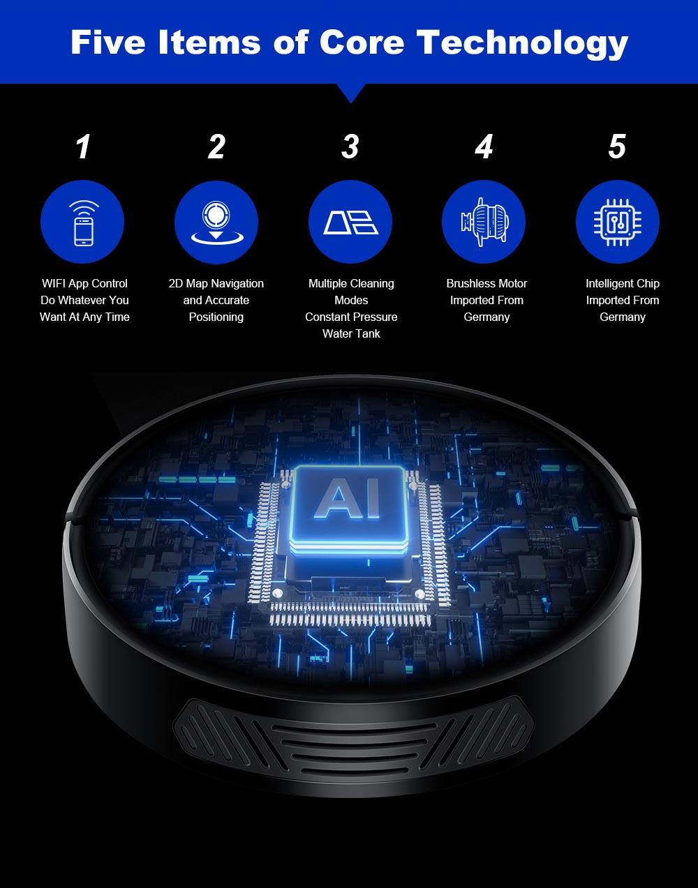 Refurbished Liectroux M7S Pro Robot Vacuum Cleaner Sweeping Vacuuming Mopping Integrated  2D Map Navigation, 4400mAh Battery, Run 110mins - Black