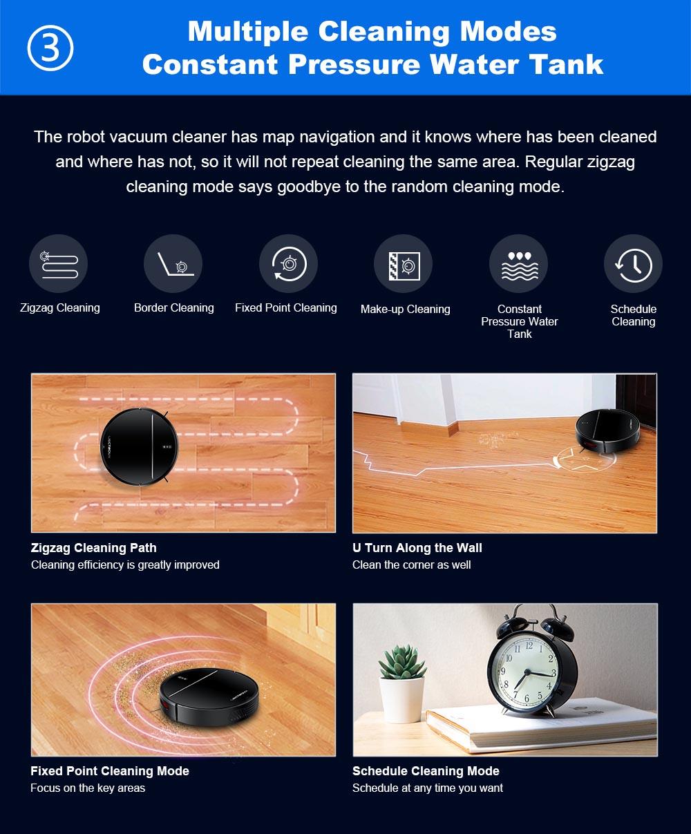 Refurbished Liectroux M7S Pro Robot Vacuum Cleaner Sweeping Vacuuming Mopping Integrated  2D Map Navigation, 4400mAh Battery, Run 110mins - Black