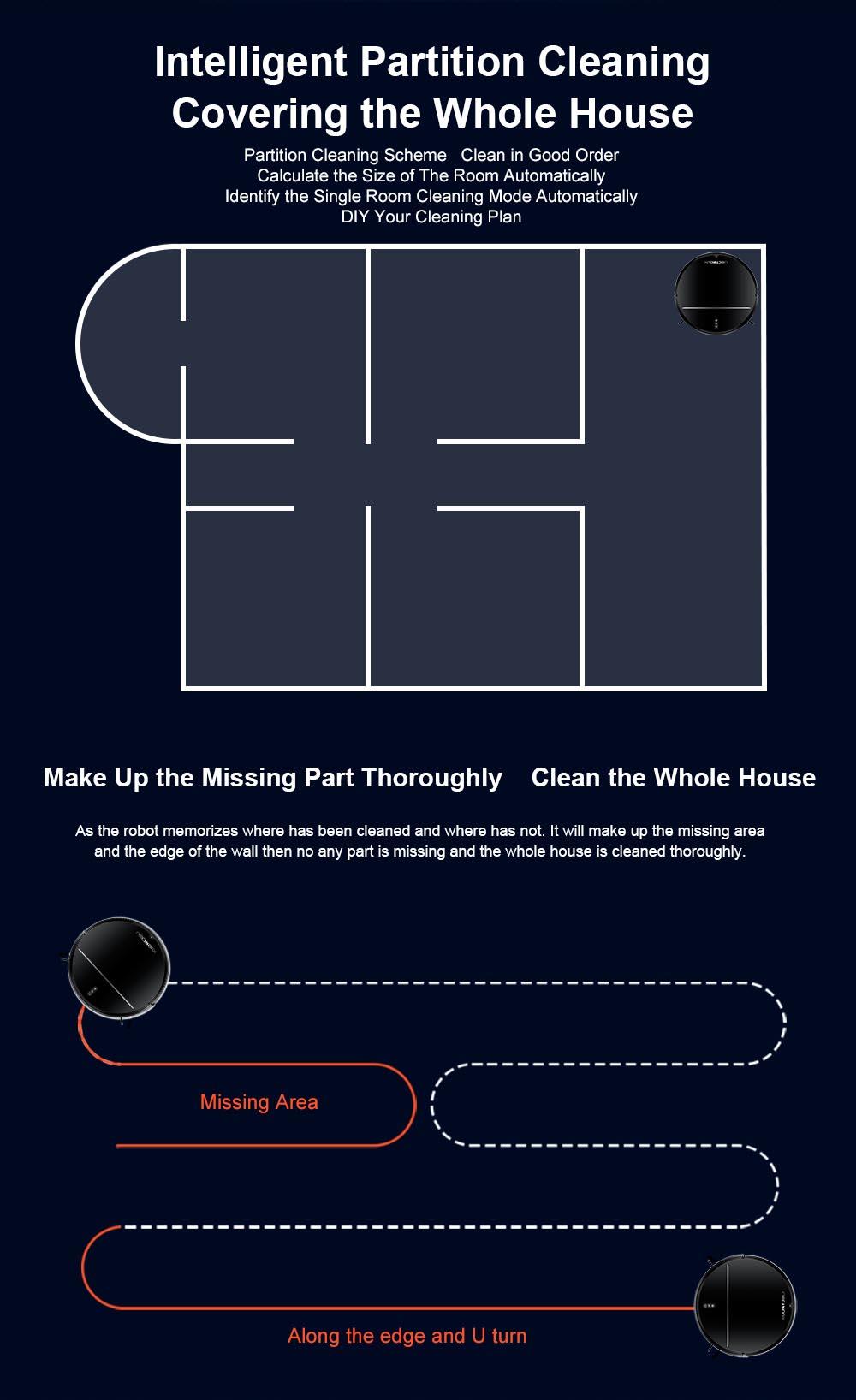 Refurbished Liectroux M7S Pro Robot Vacuum Cleaner Sweeping Vacuuming Mopping Integrated  2D Map Navigation, 4400mAh Battery, Run 110mins - Black