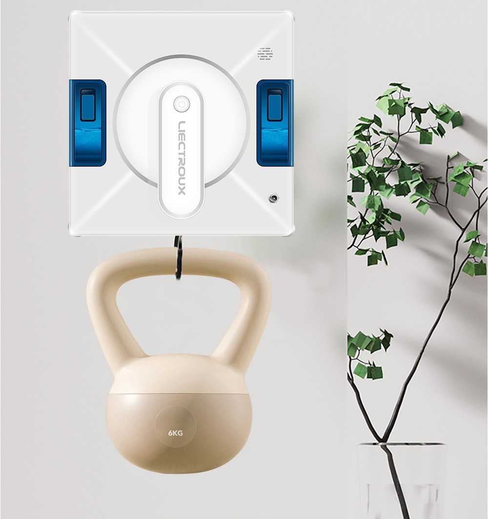 Refurbished Liectroux YW509 Robot Window Vacuum Cleaner, Double Water Spray, 3000Pa Suction Power, Laser Sensor Anti-fall, 3 Cleaning Modes, Intelligent Path Planning, Low Noise, Remote Control - White