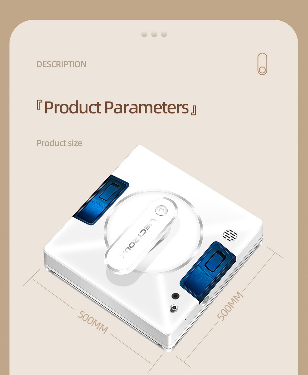 Refurbished Liectroux YW509 Robot Window Vacuum Cleaner, Double Water Spray, 3000Pa Suction Power, Laser Sensor Anti-fall, 3 Cleaning Modes, Intelligent Path Planning, Low Noise, Remote Control - White