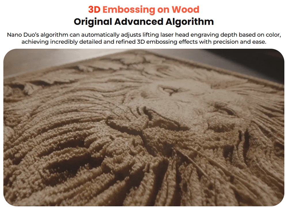 LONGER Nano Duo AI Laser Engraver, 20W Blue Diode + 2W IR Laser, 300&times;300mm Work Area, 10000mm/s Speed, 0.00199mm Precision, Dual-Axis Extension, 16MP AI Camera, Smart Vertical Cutting, 3D Embossing, Compatible with Wood/Metal/Acrylic/Leather