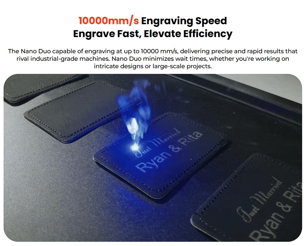 LONGER Nano Duo AI Laser Engraver, 20W Blue Diode + 2W IR Laser, 300&times;300mm Work Area, 10000mm/s Speed, 0.00199mm Precision, Dual-Axis Extension, 16MP AI Camera, Smart Vertical Cutting, 3D Embossing, Compatible with Wood/Metal/Acrylic/Leather