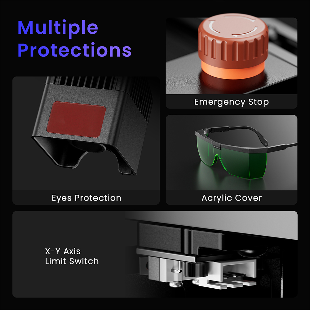 LONGER Ray5 Mini 5.5W Laser Engraver, 0.08×0.08mm Laser Spot, 12000mm/min Speed, 130×130mm Work Area, 8mm Cutting Depth, WiFi/USB/App Control, Compatible with Wood/Acrylic/Leather/Metal/Ceramic