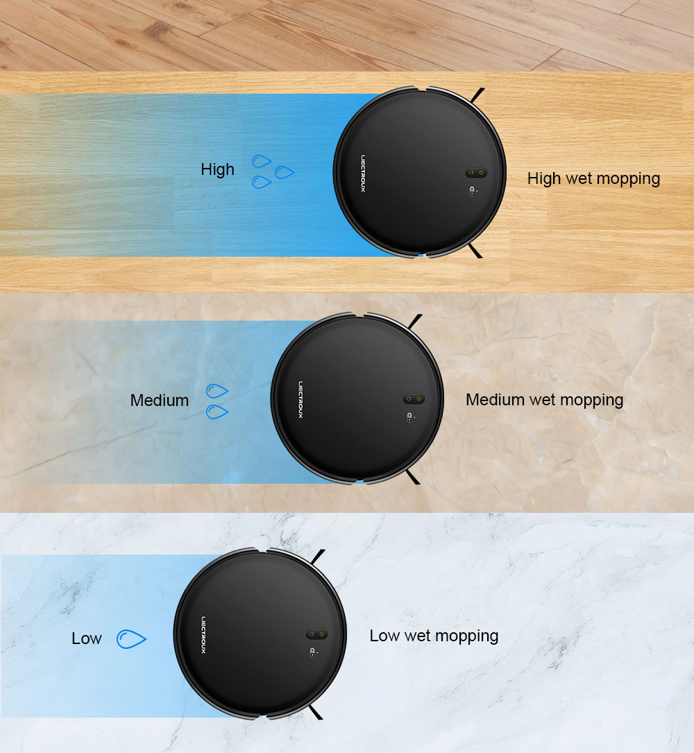 Refurbished Liectroux L200 Robot Vacuum Cleaner, Max 4000Pa Suction, Smart Mapping, 230ml Electric Control Water Tank, Up to 120 Mins Runtime, APP/Voice Control, Lower Noise