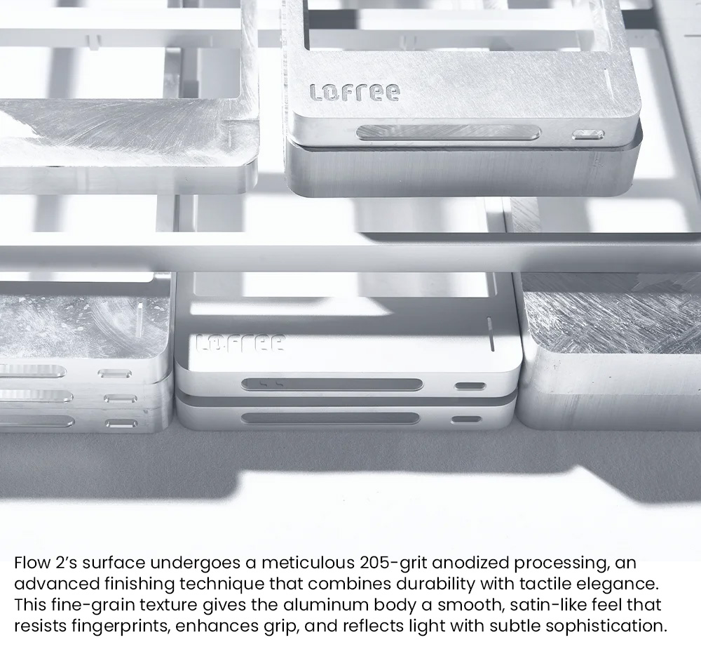 Lofree Flow 2 68 Tri-Mode Wireless Low Profile Mechanical Keyboard, 68-Key Gasket Mount, PBT + PC Double-Shot Keycaps, Lofree x Kailh VOID Silence Linear Switch, Aluminum Case