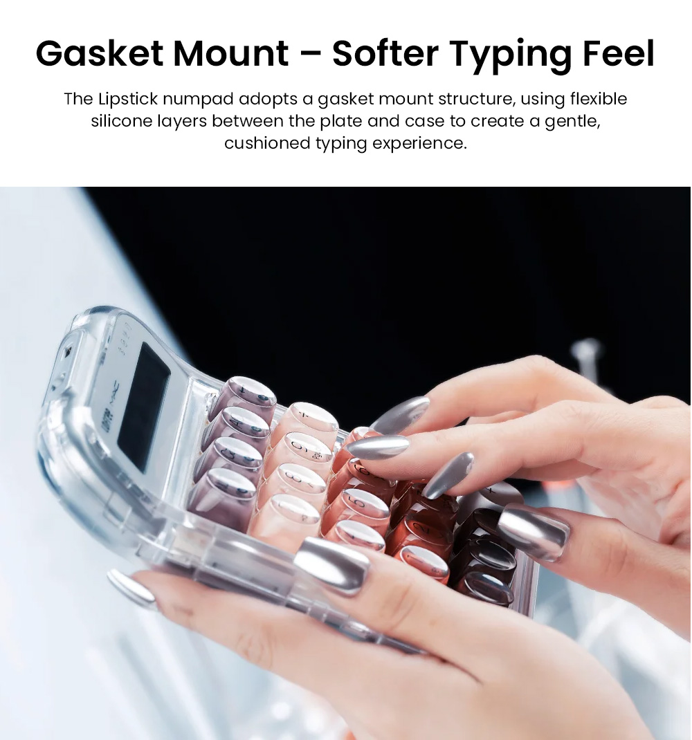 Lofree Lipstick Tri-Mode Wireless Numpad, 20-Key Numeric Keypad & Calculator, Bluetooth 5.3/2.4G/USB-C, Hot-Swappable, Adjustable Backlight