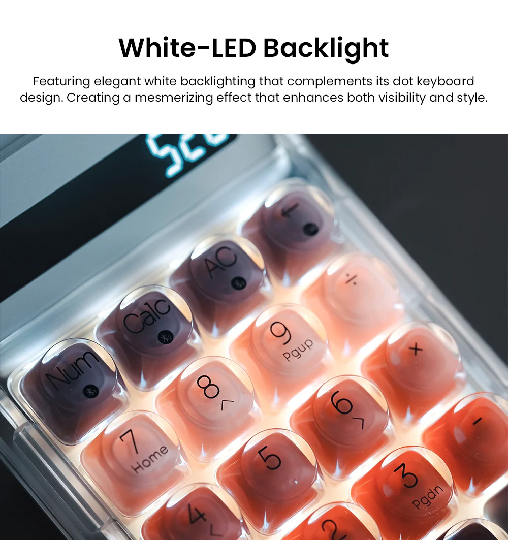 Lofree Lipstick Tri-Mode Wireless Numpad, 20-Key Numeric Keypad & Calculator, Bluetooth 5.3/2.4G/USB-C, Hot-Swappable, Adjustable Backlight