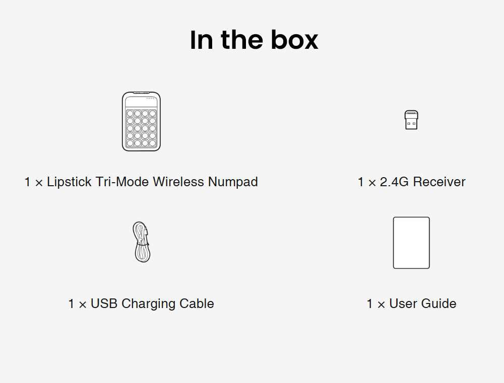 Lofree Lipstick Tri-Mode Wireless Numpad, 20-Key Numeric Keypad & Calculator, Bluetooth 5.3/2.4G/USB-C, Hot-Swappable, Adjustable Backlight