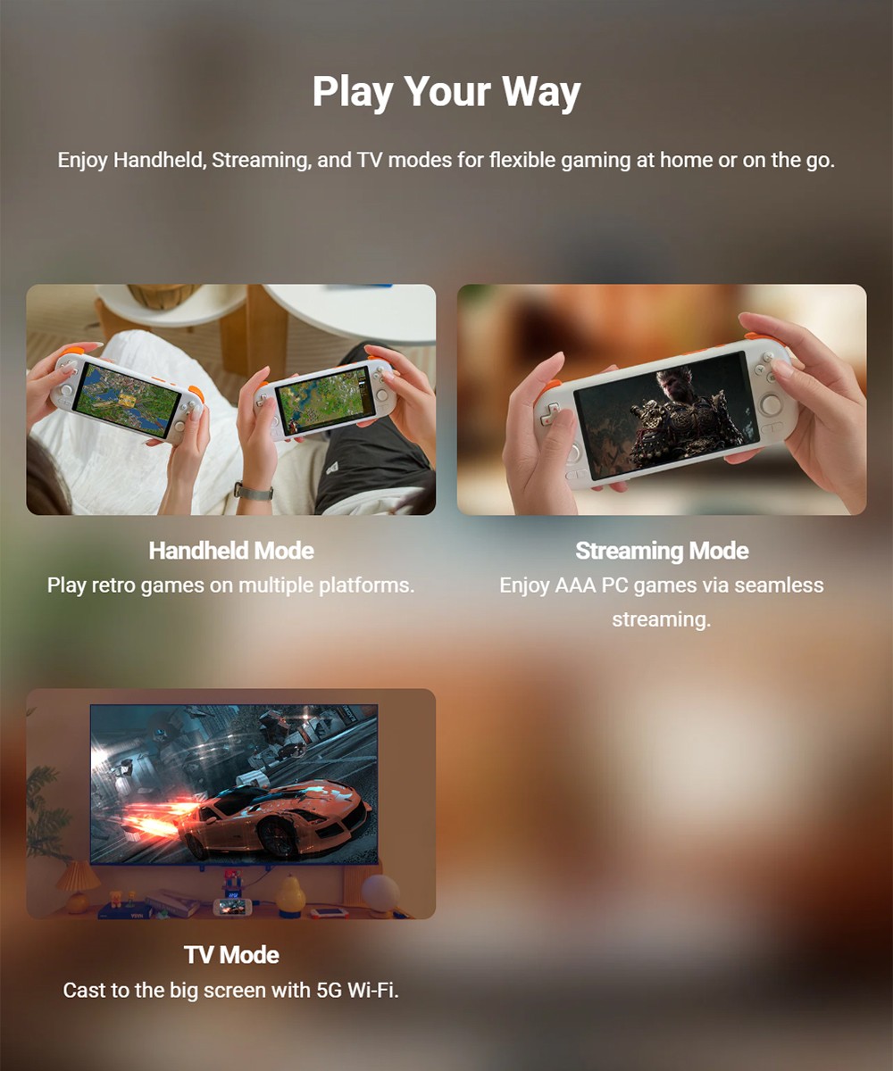 MANGMI AIR X Game Console, 5.5 inch 1920*1080 IPS Screen, 64GB Storage, 128GB TF Card, Android 14, Hall Joysticks & Hall Triggers - Grey