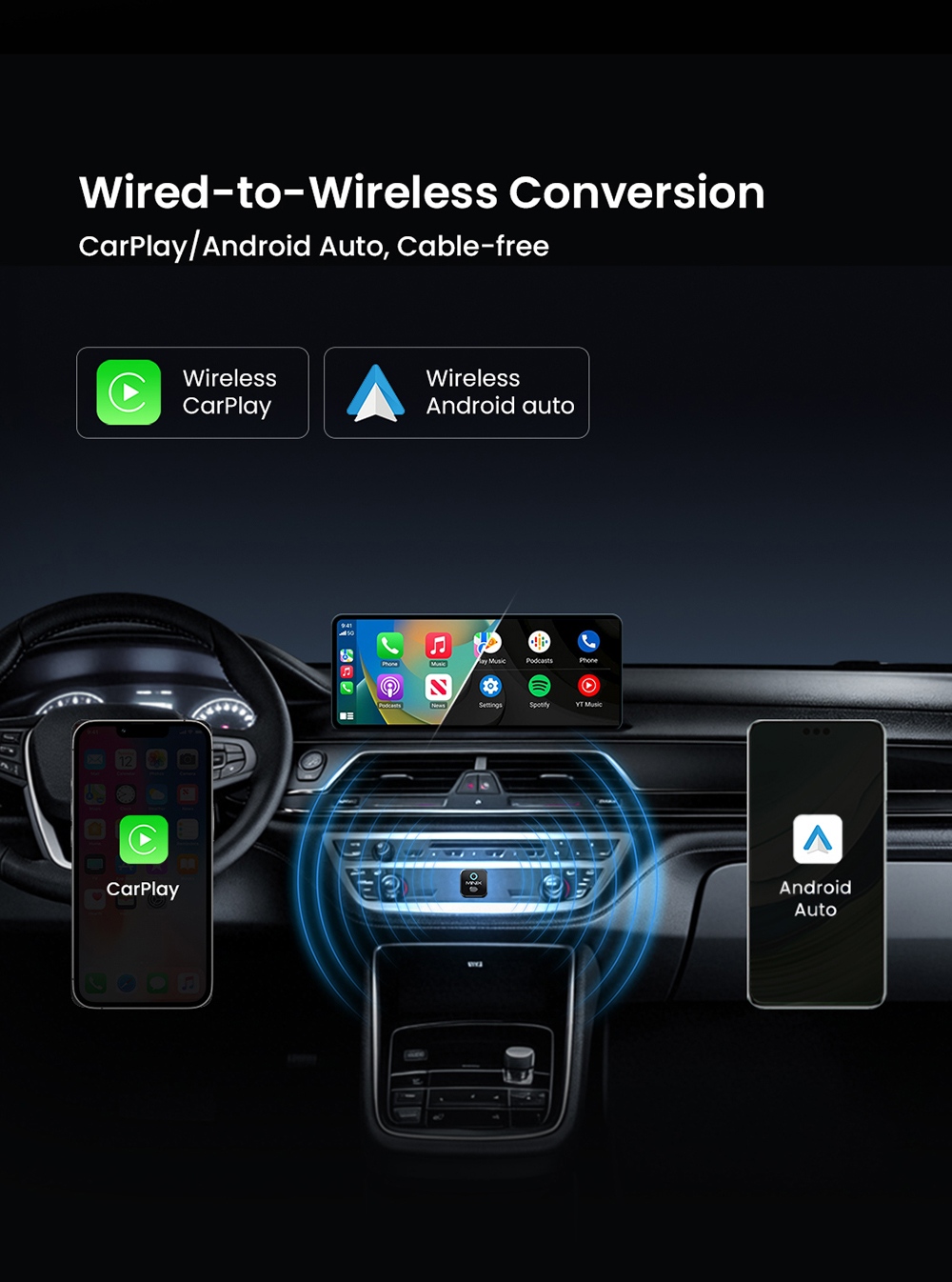 MINIX CA525 Kabelgebundener CarPlay-/Android Auto-zu-Funk-Adapter