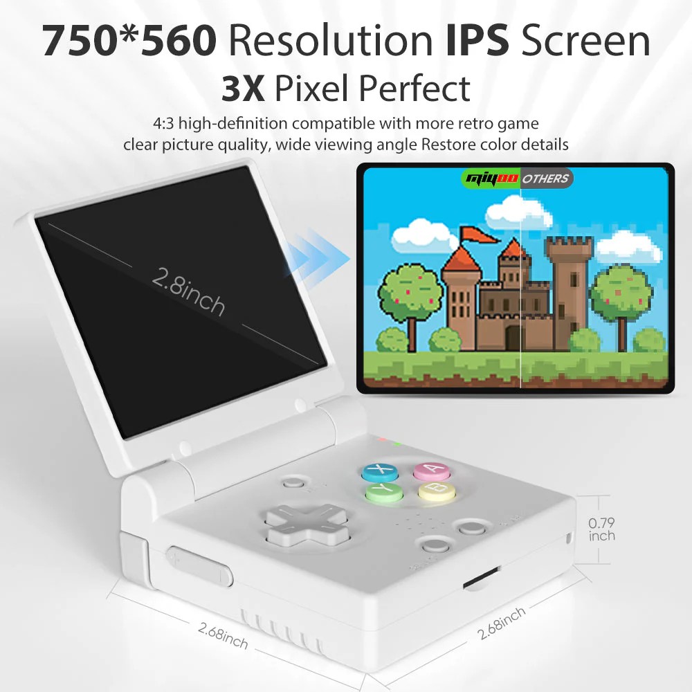 Miyoo Mini Flip Game Console, 2.8 inch 750x560 IPS Screen, 64GB TF Card, 2.4G WiFi, Linux System, 2500mAh Battery - Grey