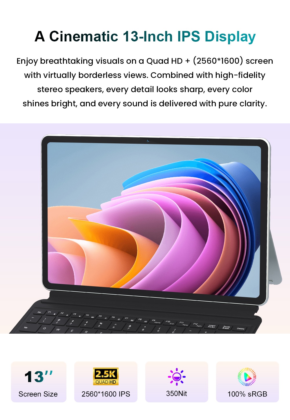 Ninkear S13 2-in-1 Touchscreen Laptop, 13'' 2.5K IPS 2560&times;1600 displej, Intel Core Ultra 5 115U, 16 GB DDR5 RAM, 1 TB PCIe SSD, WiFi 6, podsvietená klávesnica, ultratenký konvertibilný tablet
