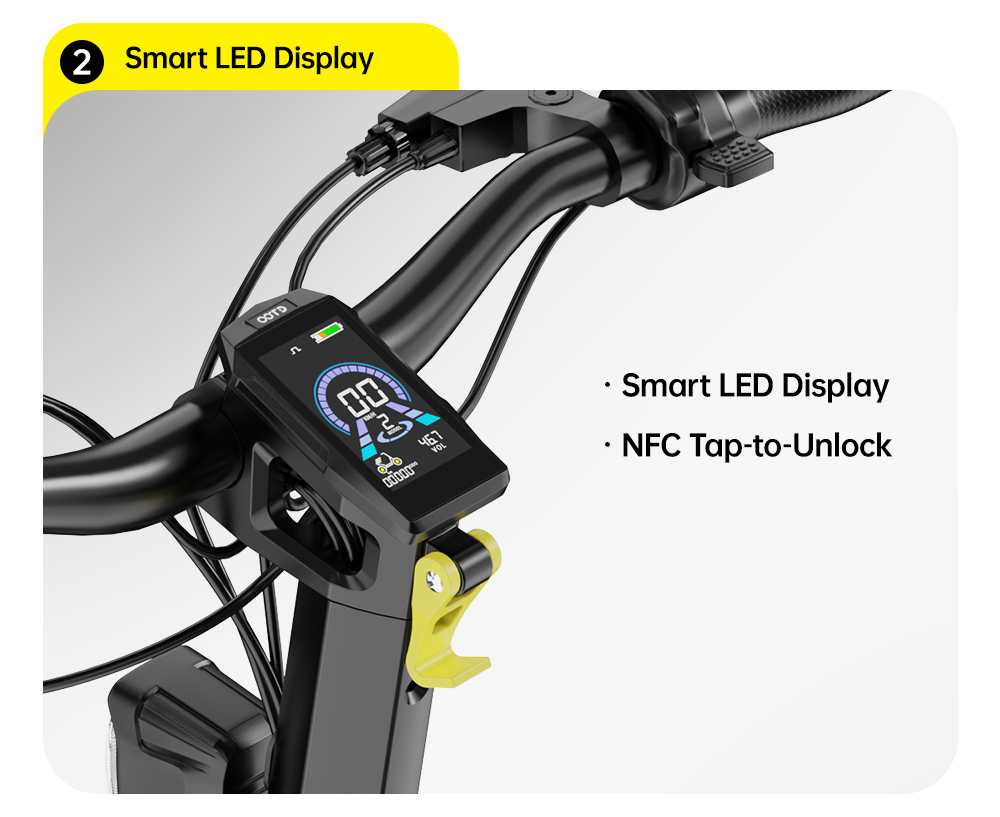 OOTD SR1 Skladací elektrický skúter, výkonný motor 1400 W, batéria 48 V 20 Ah, max. rýchlosť 50 km/h, dojazd až 70 km, pneumatiky 10", dvojkotúčové brzdy, stúpanie 20°, zaťaženie 120 kg