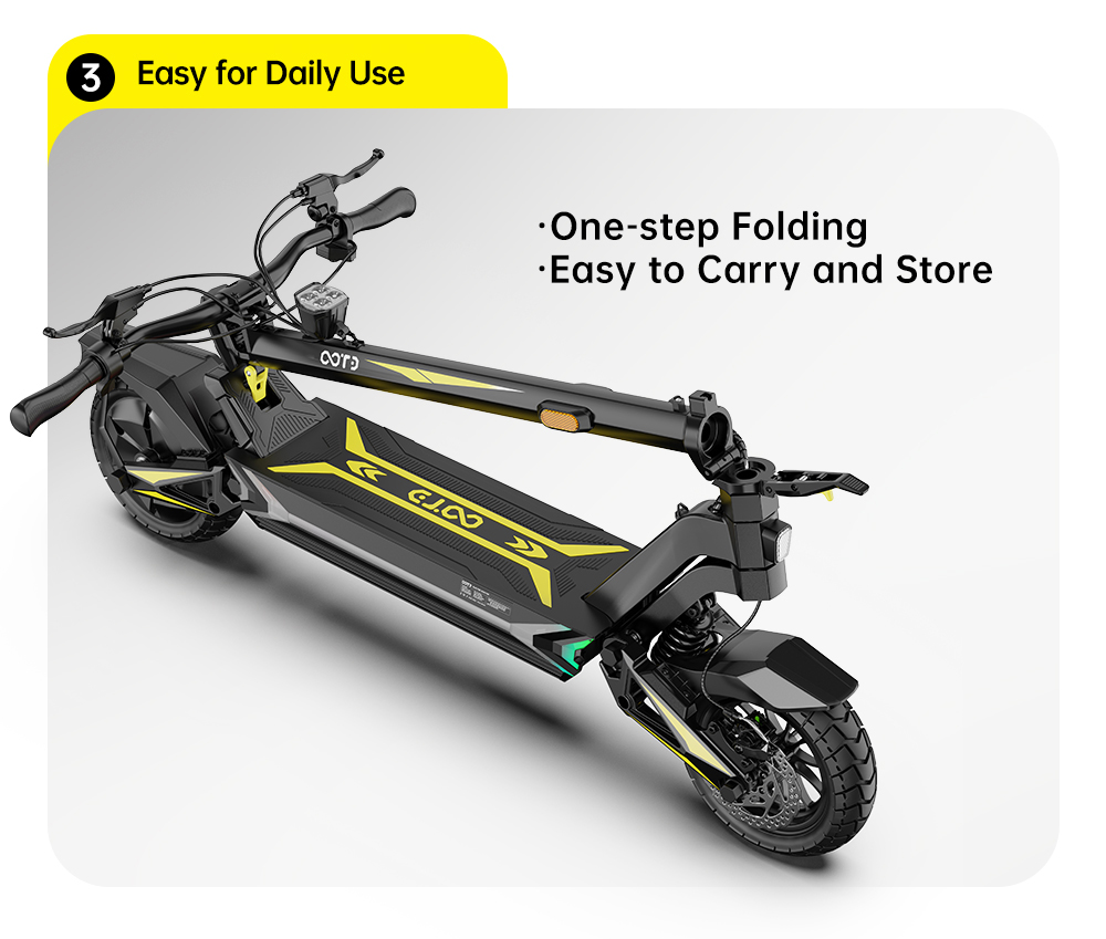 OOTD SR1 Skladacia elektrická kolobežka, 1400W výkonný motor, 48V 20Ah batéria, max. rýchlosť 50 km/h, dojazd až 70 km, 10" pneumatiky, dvojkotúčové brzdy, 20° stúpanie, 120kg zaťaženie