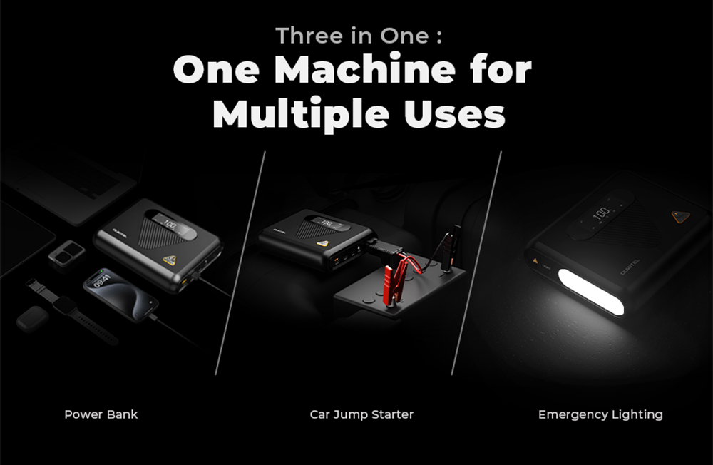 OUKITEL C01 Car Jump Starter, 1350A Peak, 27500mAh Sodium-Ion Battery, 60W PD Fast Charging, 12V Auto Battery Booster for Gas 8.0L Diesel 5.0L Engines, LED Emergency Light