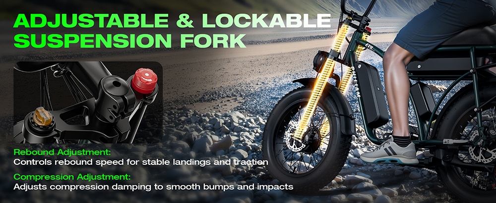 Elektrobicykel PHILIAM ET9 s dvojitým motorom, 1000W*2 (špičkový výkon 3000W), 52V 50Ah duálna batéria, max. rýchlosť 31MPH, dojazd 200 míľ PAS, 7-stupňová prevodovka Shimano, 4-piestikové hydraulické brzdy, zaťaženie 330LBS, univerzálny elektrobicykel s tučnými pneumatikami pre dospelých