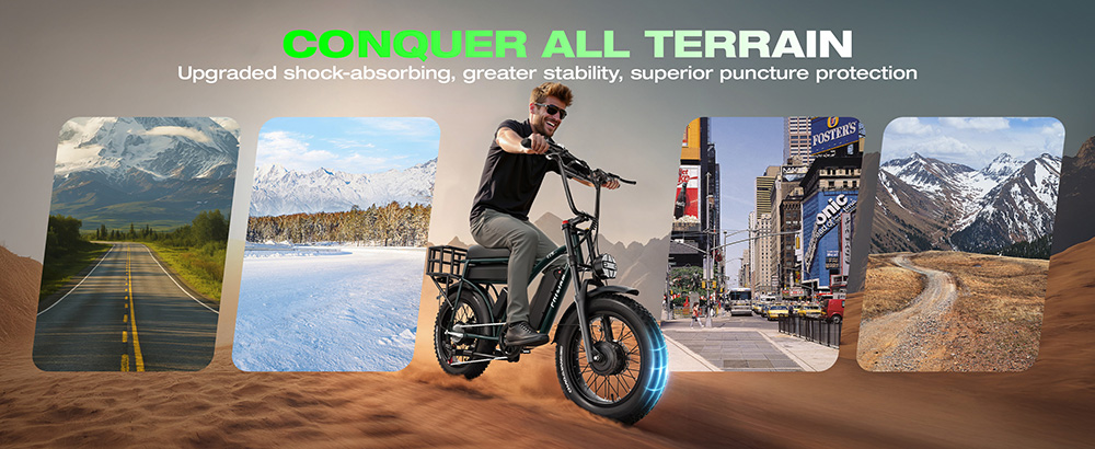 PHILIAM ET9 Dual Motor Electric Bike, 1000W*2 (Peak 3000W), 52V 50Ah Dual Battery, 31MPH Max Speed, 200 Miles PAS Range, 7-Speed Shimano, 4-Piston Hydraulic Brakes, 330LBS Load, All-Terrain Fat Tire E-Bike for Adults