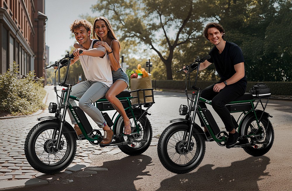 PHILIAM ET9 Dual Motor Electric Bike, 1000W*2 (Peak 3000W), 52V 50Ah Dual Battery, 31MPH Max Speed, 200 Miles PAS Range, 7-Speed Shimano, 4-Piston Hydraulic Brakes, 330LBS Load, All-Terrain Fat Tire E-Bike for Adults