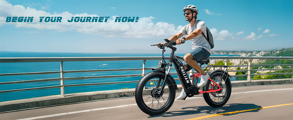 PHILIAM F3 PRO Dual Motor Electric Bike, 1000W*2 (3000W Peak), 52V 23Ah batéria, 37 MPH, 100 Mile Range, 26"×4" Fat Tire, 4-Piston Hydraulic Brakes, Full Suspension, 400lbs Load - Black & Red