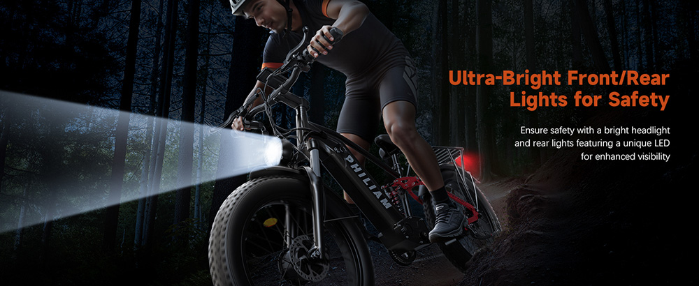 PHILIAM F3 PRO Dual Motor Electric Bike, 1000W*2 (3000W Peak), 52V 23Ah batéria, 37 MPH, 100 Mile Range, 26"×4" Fat Tire, 4-Piston Hydraulic Brakes, Full Suspension, 400lbs Load - Black & Red