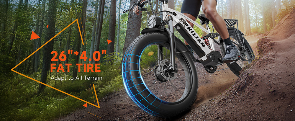 PHILIAM F3 PRO Dual Motor Electric Bike, 1000W*2 (3000W Peak), 52V 23Ah batéria, 37 MPH, 100 Mile Range, 26"×4" Fat Tire, 4-Piston Hydraulic Brakes, Full Suspension, 400lbs Load - Black & White