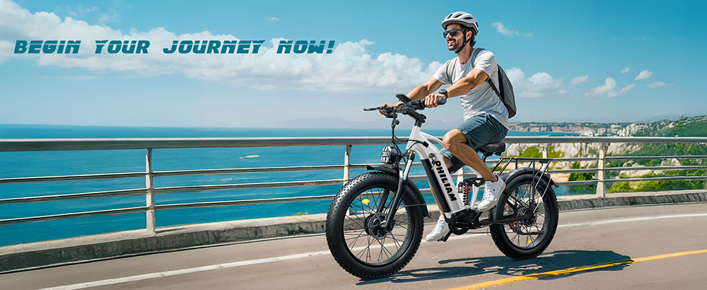 PHILIAM F3 PRO Dual Motor Electric Bike, 1000W*2 (3000W Peak), 52V 23Ah batéria, 37 MPH, 100 Mile Range, 26"×4" Fat Tire, 4-Piston Hydraulic Brakes, Full Suspension, 400lbs Load - Black & White