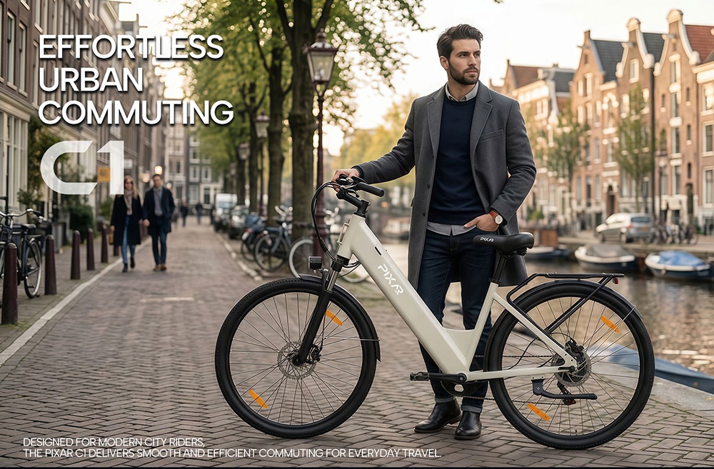 PIXAR C1 Elektrofahrrad, 250-W-Motor, 36-V-13-Ah-Akku, 25 km/h H&ouml;chstgeschwindigkeit, 65 km Reichweite, 27,5