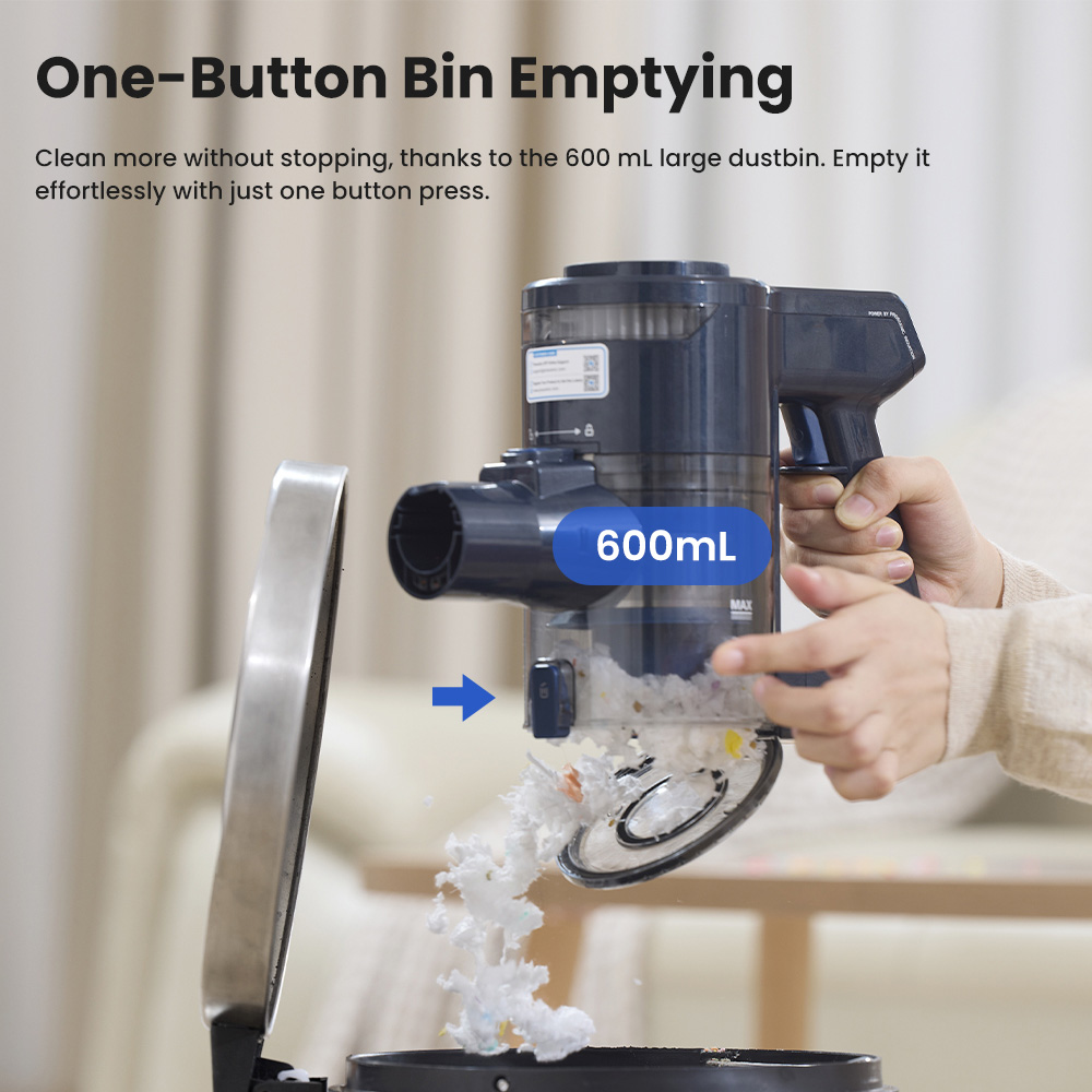 Refurbished Proscenic P10 Ultra Cordless Vacuum Cleaner, 25KPa Suction, 600ml Dustbin, 5-Stage Filtration System, 2200mAh Detachable Battery, Up to 45 Mins Runtime, Flexible Floor Brush, LED Headlights