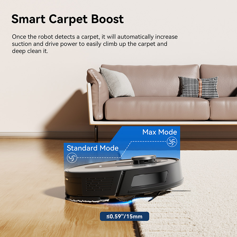 Refurbished Proscenic Q8 Max Robot Vacuum and Mop Combo with Self-emptying Station, Max 4200Pa Suction, 200min Runtime, 3 Cleaning Modes, Smart 360° LiDAR Navigation, APP Control, for Floor, Pet Hair, Carpet