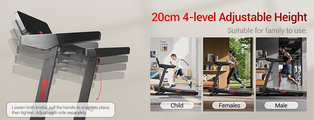 ROBORE L10 Foldable Treadmill, 20% Auto Incline, 3.5HP Brushless Motor, 14km/h Speed, 180kg Capacity, LED Touchscreen with Handrail, Multi-Layer Shock Absorption