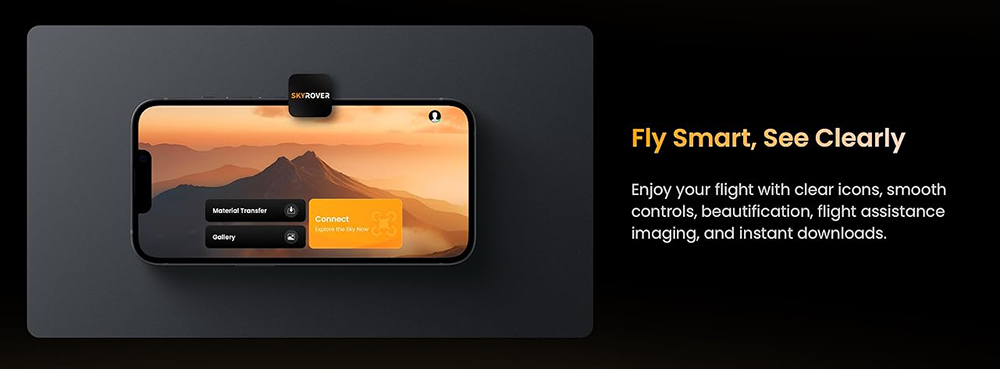 Skyrover X1 Combo Mini Drone with 3 Batteries, 4K Camera, 8K Photo Resolution, 50,000ft Transmission Range, Under 249g, 360&deg; Obstacle Avoidance, Up to 96-Min Flight Time - Yellow