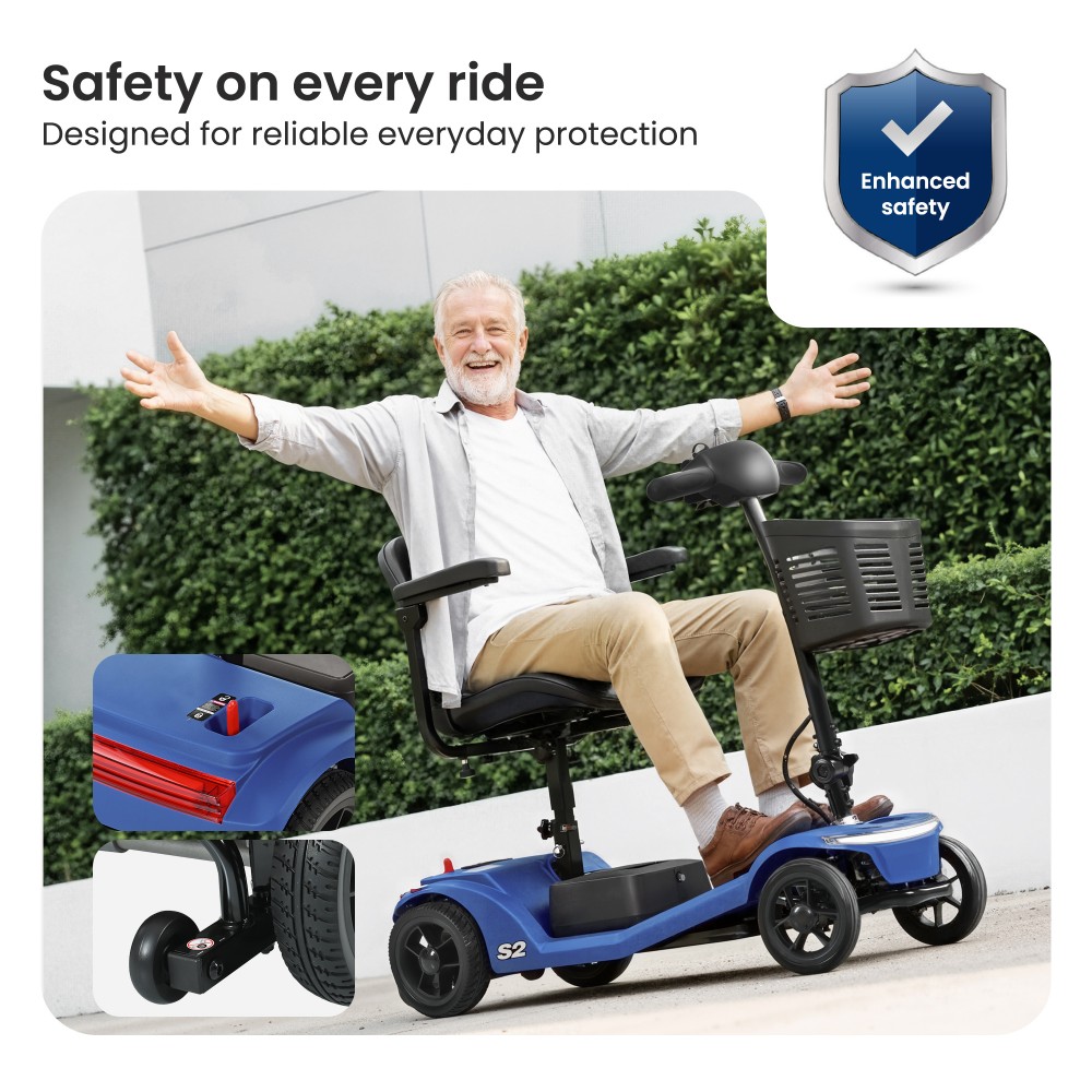 Scooter de mobilit&eacute; Sweetrich S2, moteur 250 W, batterie 24 V 12 Ah, vitesse maximale 6 km/h, autonomie 15 km - Bleu