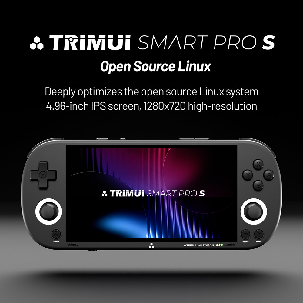 Trimui Smart Pro S Handheld Game Console, 256GB TF Card, 4.96 inch 1280*720 IPS Screen, 6 Hours Battery Life, 8GB Storage - Grey