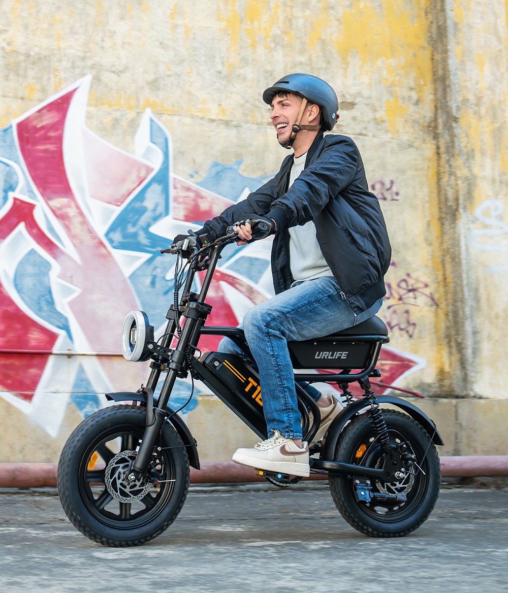 URLIFE T16 Elektrofahrrad, 250-W-Hochleistungsmotor, 48-V-13-Ah-Akku, Reichweite bis zu 100 km, H&ouml;chstgeschwindigkeit 25 km/h, 16'&times;3,0'-Fatbike-Reifen, Vollfederung, Doppelscheibenbremsen, maximale Steigf&auml;higkeit 30&deg;