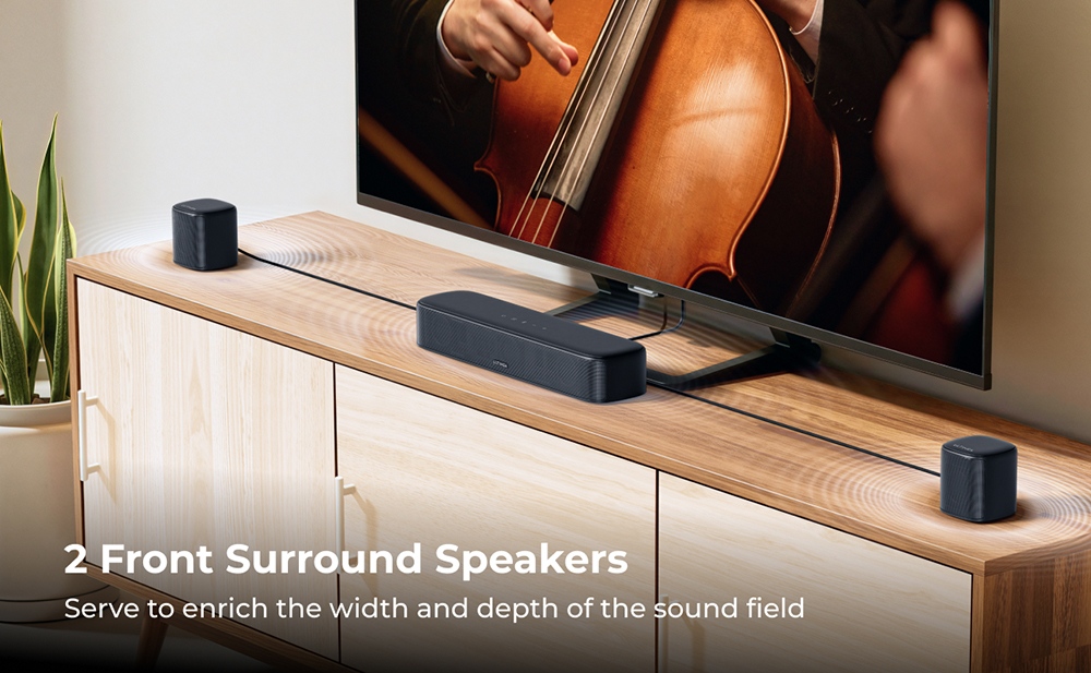 Ultimea Aura S4T 7.1 Soundbar-Subwoofer-Lautsprecherset, 4 Surround-Lautsprecher, 360&deg; virtueller Surround-Sound, App-Steuerung, 10-Band-Equalizer, 121 voreingestellte EQ-Einstellungen, HDMI eARC, Bluetooth 6.0