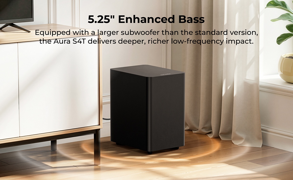 Ultimea Aura S4T 7.1 Soundbar-Subwoofer-Lautsprecherset, 4 Surround-Lautsprecher, 360&deg; virtueller Surround-Sound, App-Steuerung, 10-Band-Equalizer, 121 voreingestellte EQ-Einstellungen, HDMI eARC, Bluetooth 6.0