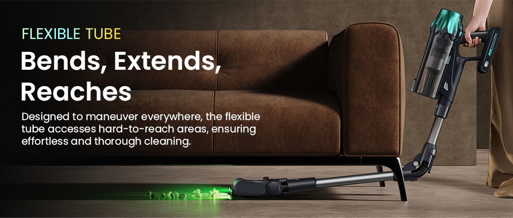 Vactidy V15 Max Akku-Staubsauger, 65 kPa Saugkraft, 600-W-Motor, 60 Minuten Laufzeit, flexibler Schlauch, gr&uuml;ne Stauberkennung, verwicklungsfreie B&uuml;rste, 6-lagige Filterung, 1,5-Liter-Staubbeh&auml;lter