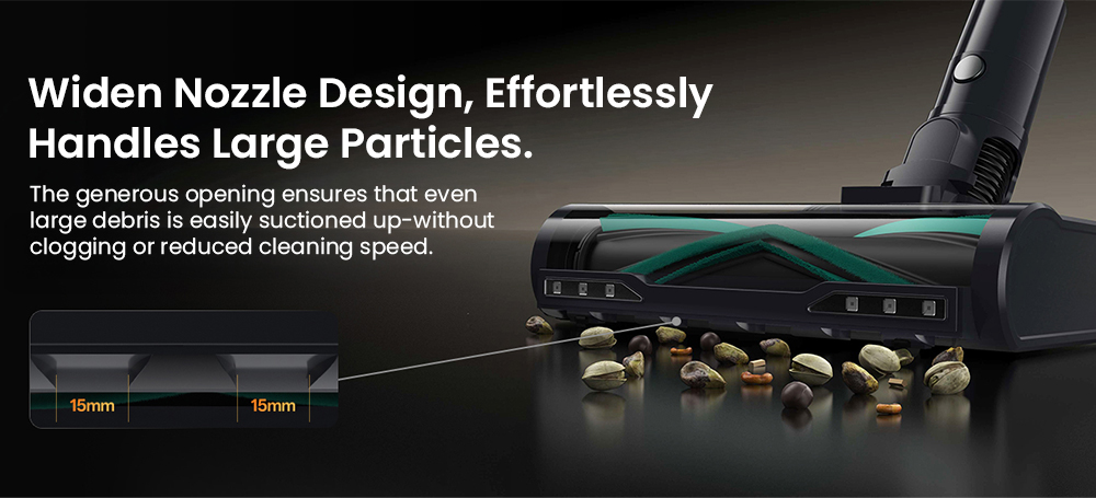 Vactidy V15 Max Akku-Staubsauger, 65 kPa Saugkraft, 600-W-Motor, 60 Minuten Laufzeit, flexibler Schlauch, gr&uuml;ne Stauberkennung, verwicklungsfreie B&uuml;rste, 6-lagige Filterung, 1,5-Liter-Staubbeh&auml;lter