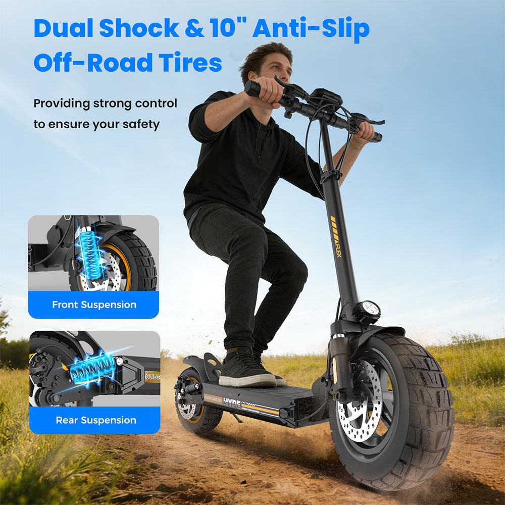 W9air Electric Scooter, 500W Motor, 48V10Ah Battery, 25km/h Max Speed, 40km Range, 10-Inch Off-Road Tires, Front & Rear Suspension, 30&deg; Climbing, 150kg Max Load