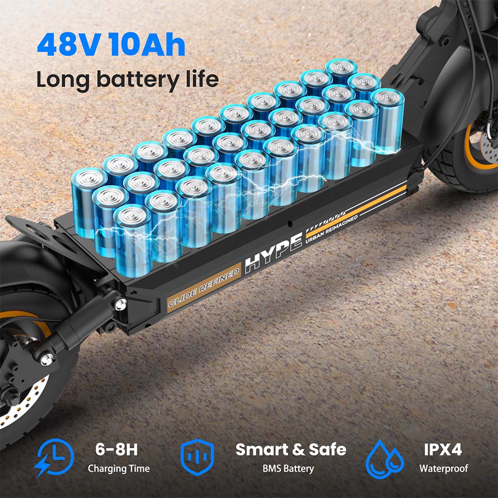 W9air Electric Scooter, 500W Motor, 48V10Ah Battery, 25km/h Max Speed, 40km Range, 10-Inch Off-Road Tires, Front & Rear Suspension, 30&deg; Climbing, 150kg Max Load