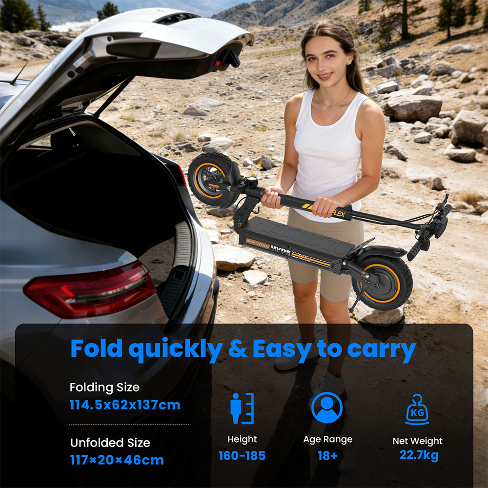 W9air Electric Scooter, 500W Motor, 48V10Ah Battery, 25km/h Max Speed, 40km Range, 10-Inch Off-Road Tires, Front & Rear Suspension, 30&deg; Climbing, 150kg Max Load