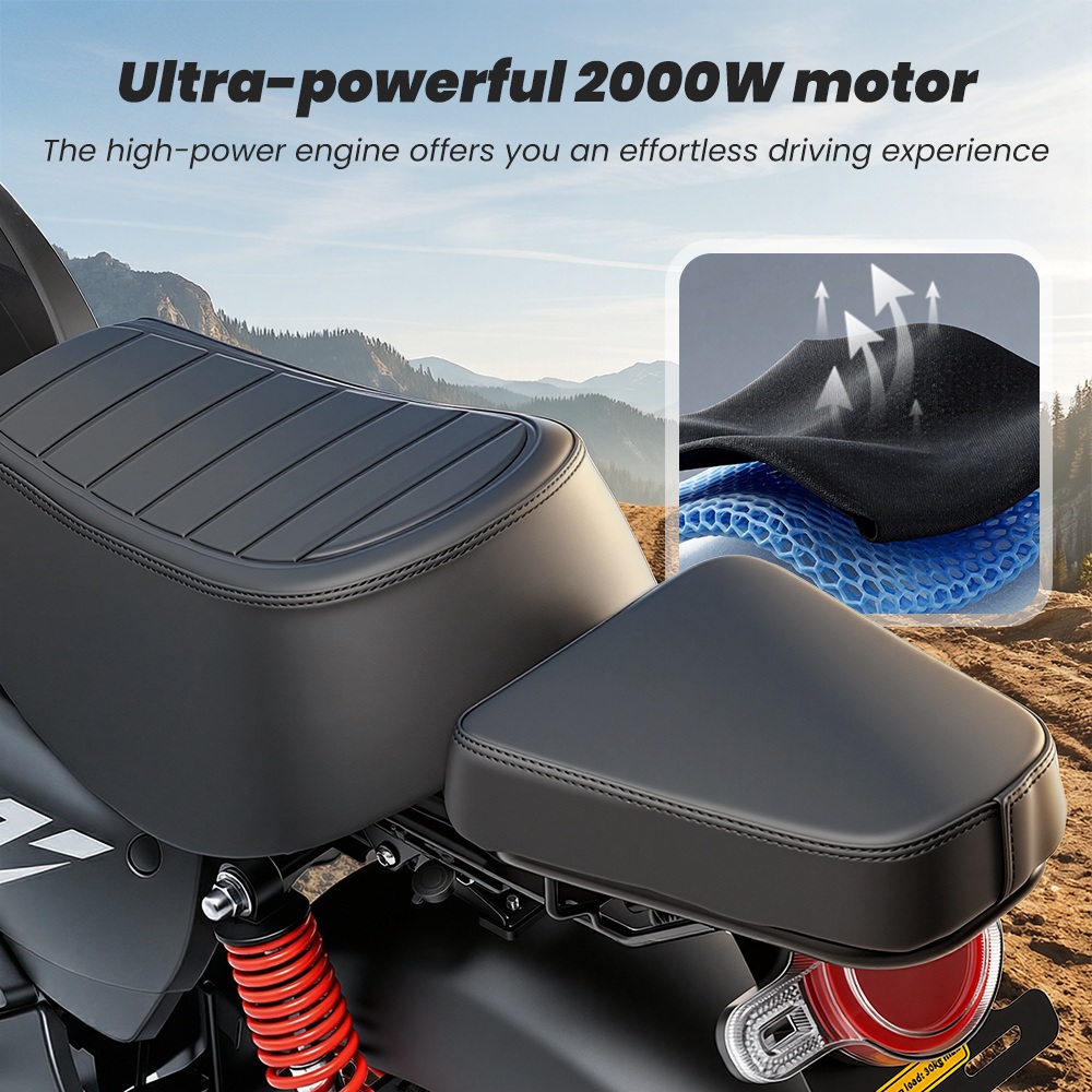 Y18 Electric Motorcycle,  2000W Motor, 48V 20Ah Battery, 55km/h Max Speed, 90km Range, 15