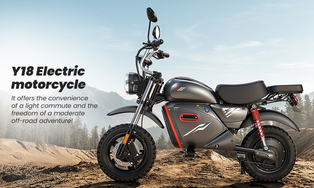 Y18 Electric Motorcycle,  2000W Motor, 48V 20Ah Battery, 55km/h Max Speed, 90km Range, 15