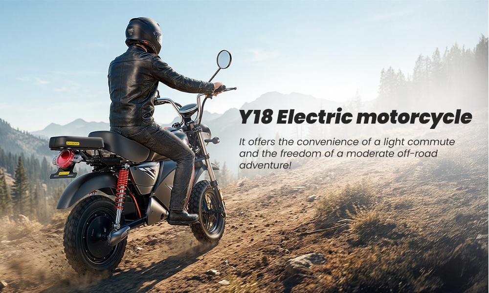 Y18 Electric Motorcycle,  2000W Motor, 48V 20Ah Battery, 55km/h Max Speed, 90km Range, 15
