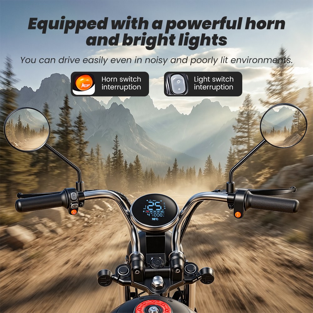 Y18 Electric Motorcycle,  2000W Motor, 48V 20Ah Battery, 55km/h Max Speed, 90km Range, 15