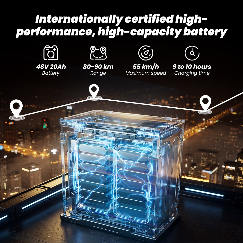 Y18 Electric Motorcycle,  2000W Motor, 48V 20Ah Battery, 55km/h Max Speed, 90km Range, 15