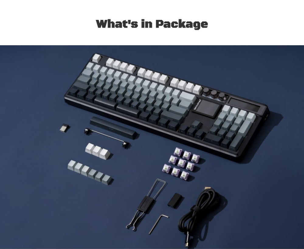 Skyloong GK104 Pro 3.0 Dual-Screen Wireless Mechanical Keyboard, 104-Key Hot-Swappable KTT Rose Silver Linear Switch, Tri-Mode Wired & 2.4G & Bluetooth, 8000mAh Battery, RGB Backlit