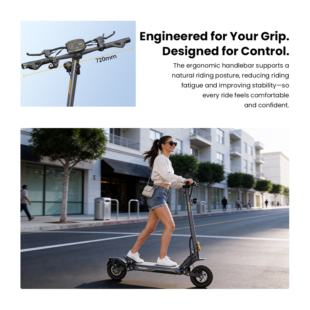 Ausom Gosoul 2 Pro Trotinette &Eacute;lectrique, Moteur 1000W, Batterie 48V 18Ah, Pneus 10 pouces, Vitesse maximale 20 km/h, Autonomie 90 km, Freins &agrave; disques avant et arri&egrave;re, Double suspension avant, D&eacute;verrouillage NFC